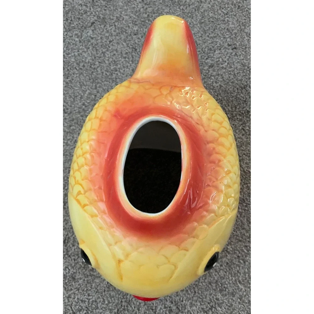 Ceramic Fish tissue holder Vintage Retro Whimsigoth Kitsch 8in Rare